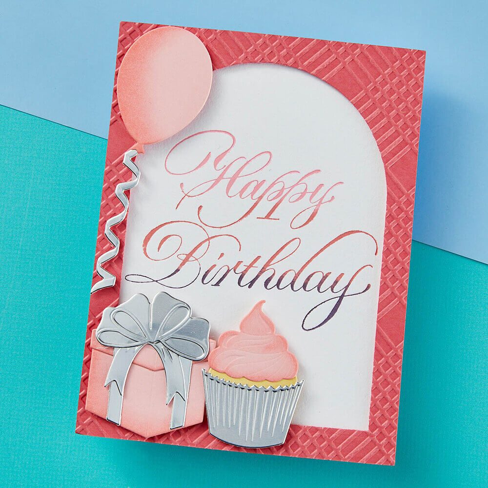 Spellbinders Press Plate - Copperplate Everyday Sentiments Collection - Copperplate Happy Birthday (by Paul Antonio)