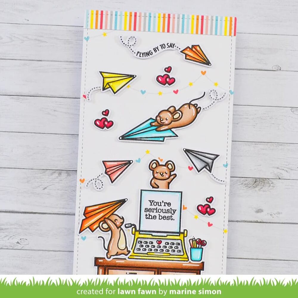 Lawn Fawn - Clear Stamps - Just Plane Awesome Sentiment Trails LF3132