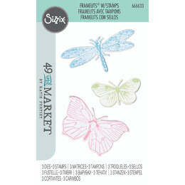 Sizzix Framelits Die Set (3PK) w/ Stamps (3PK) - Engraved Wings (By 49 And Market) 666633