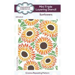 Creative Expressions Mini Triple Layering Stencil - Sunflowers (4in x 3in, Set of 3)