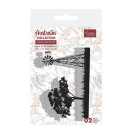 Couture Creations TREE WITH WINDMILL Stamp and Dies - Australia The Lucky Country