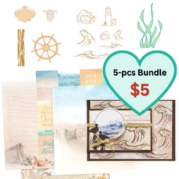Couture Creations Seaside Girl Paper and Stamps 5-PCS BUNDLE