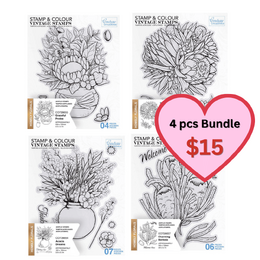 Couture Creations Stamp & Colour Native Homely Florals 4 Sets Bundle