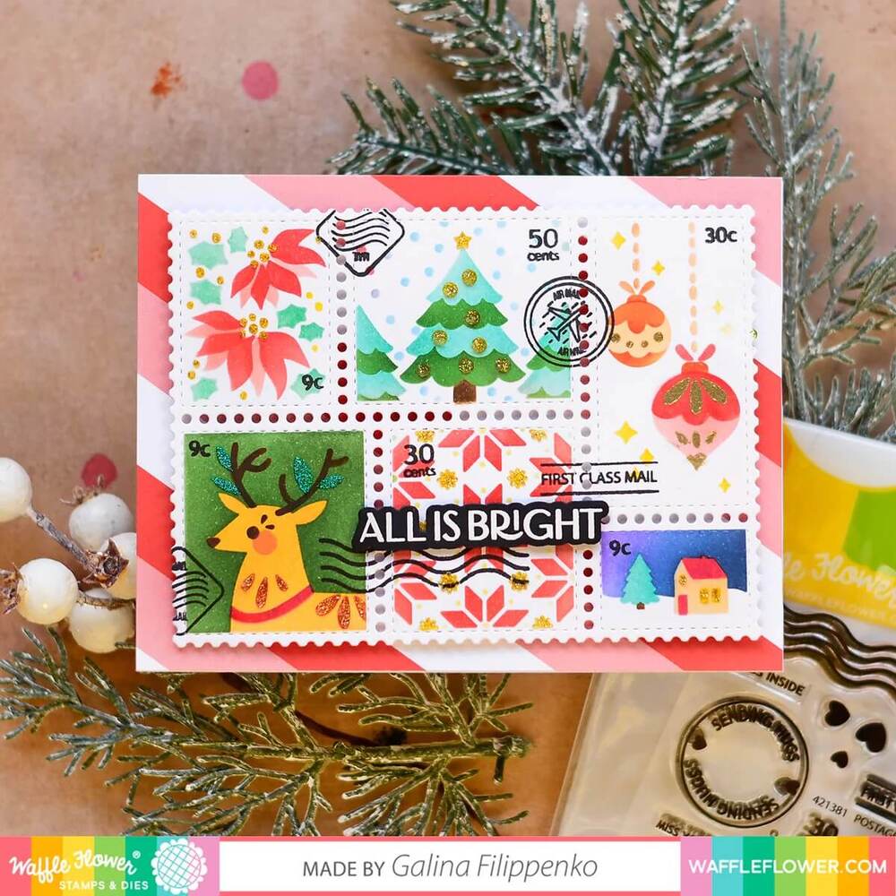 Waffle Flower Christmas Stencil - Postage Collage 421425
