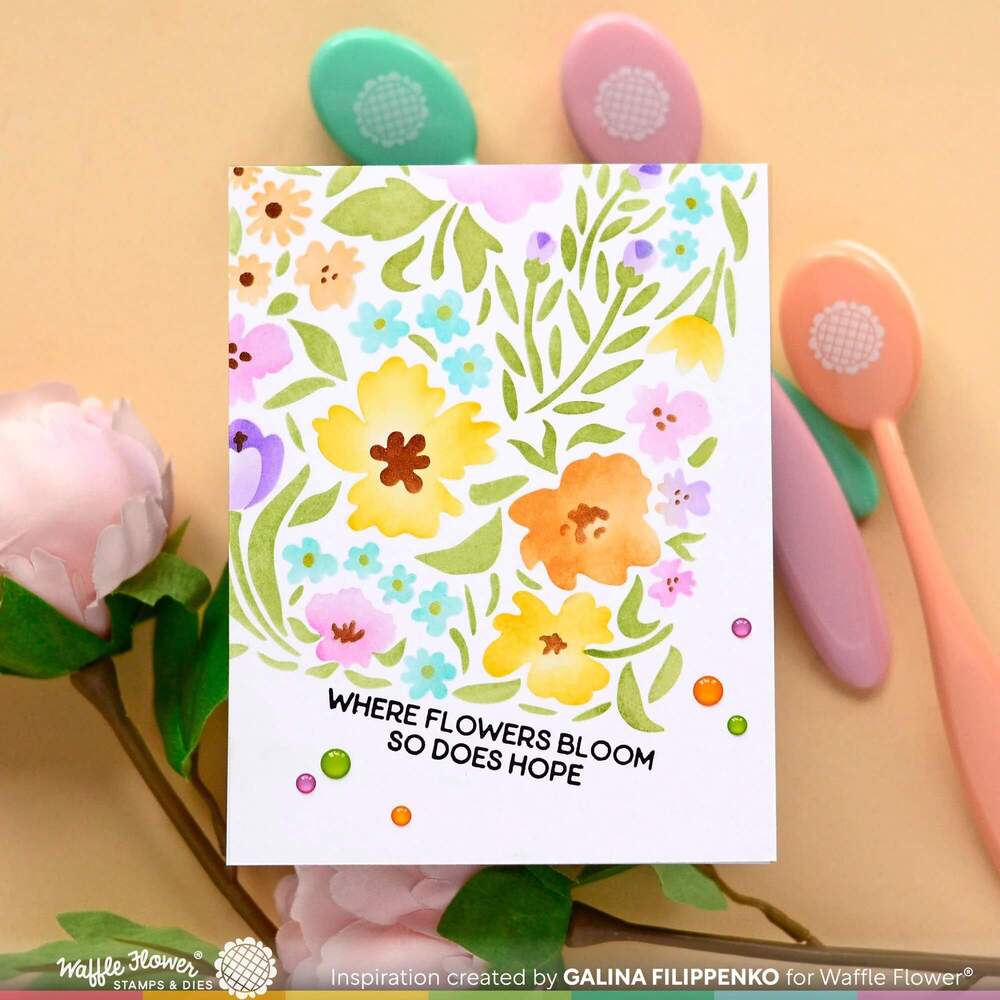 Waffle Flower Clear Stamps - Small Sentiments Bloom 421625
