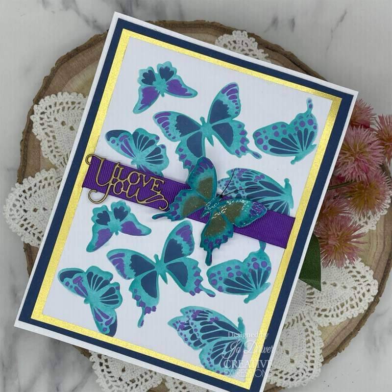 Creative Expressions Mini Triple Layering Stencil - Butterfly Background (4" x 3")