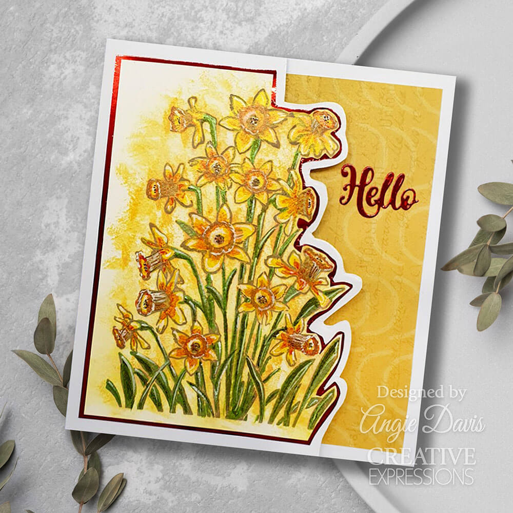 Creative Expressions Rubber Stamp - Daffodil Tapestry (4in x 6in) 