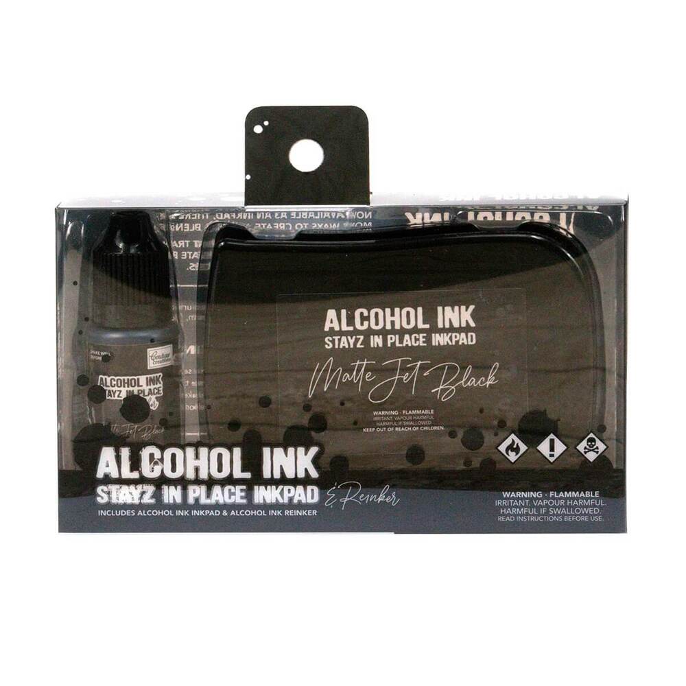Couture Creations STAYZ IN PLACE Alcohol Ink Pad with 12ml Reinker - Jet Black