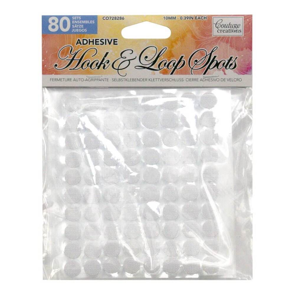 Couture Creations Adhesive Hook and Loop Spots - White (80pc)