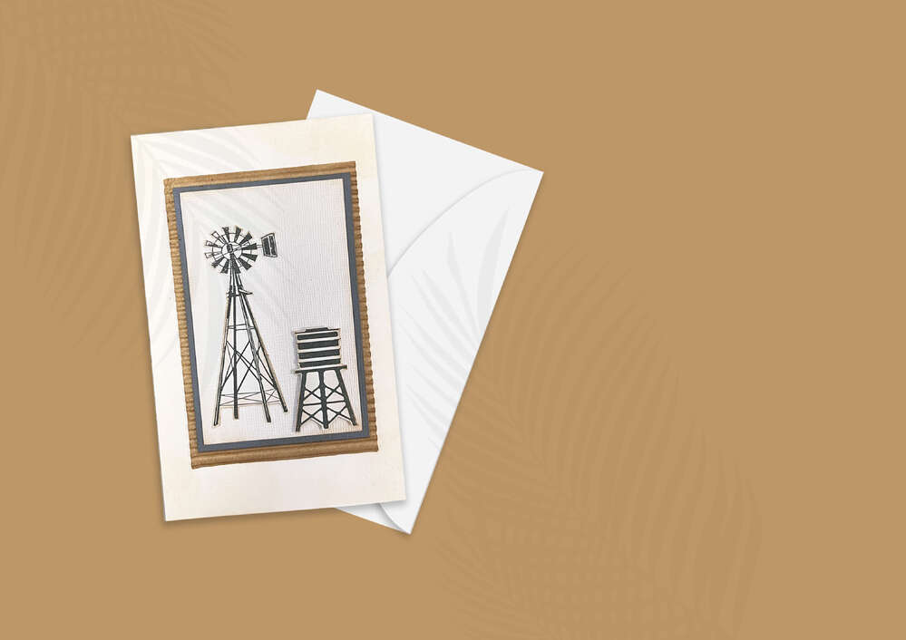 Couture Creations WINDMILL and WATER TANK Stamp - Australia The Lucky Country