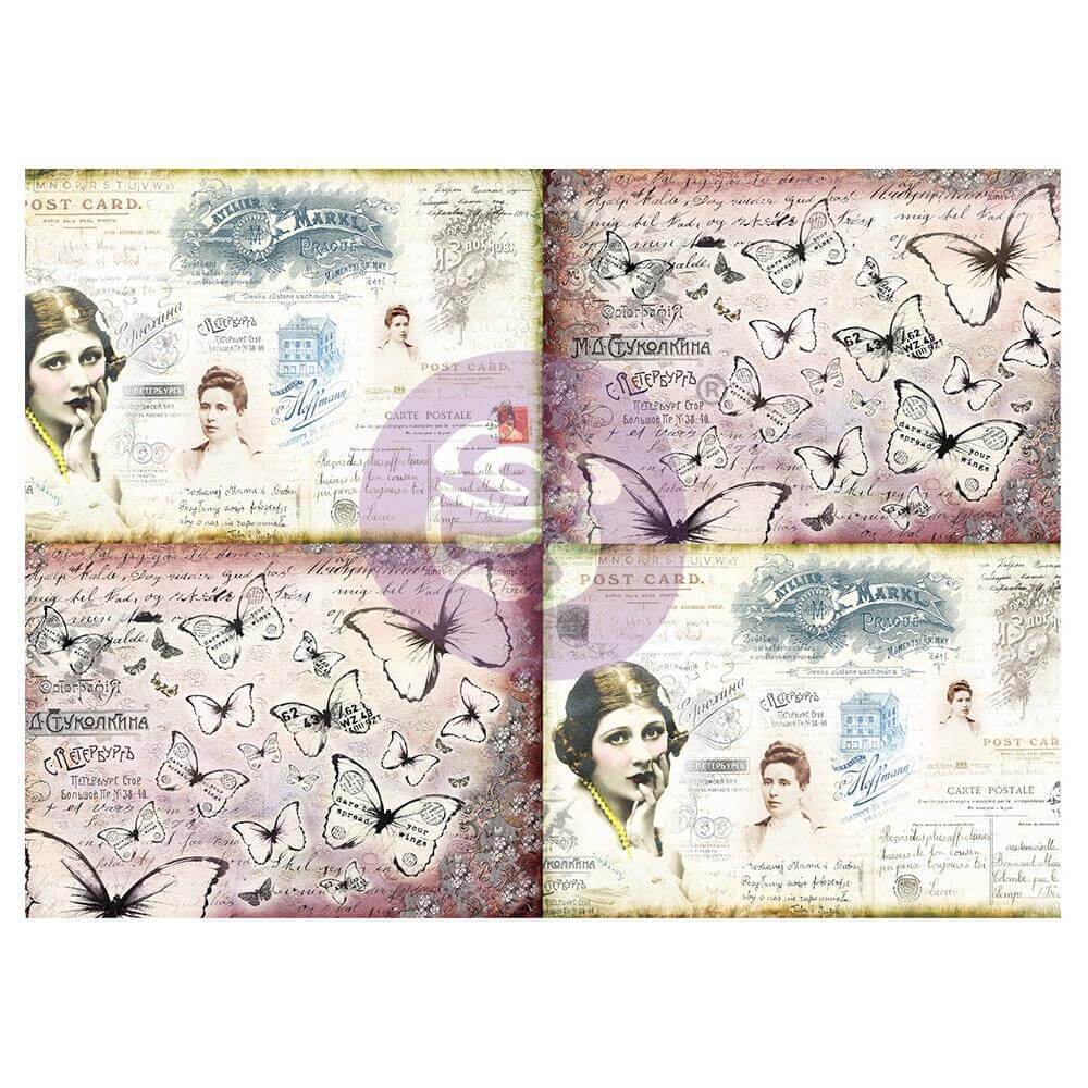Finnabair Art Daily MIXED MEDIA TISSUE Paper 27.5"x19.7" 6/Pkg - Ladies World -Journaling Minis