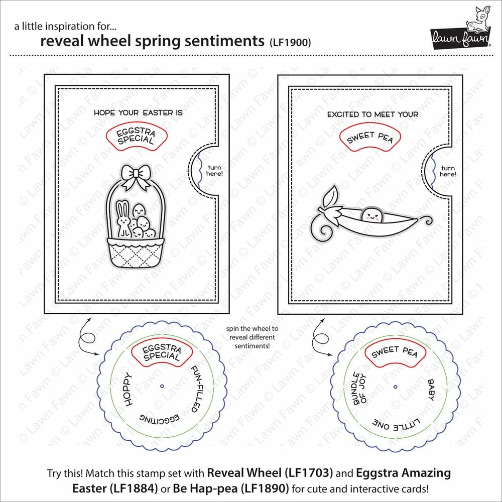 Lawn Fawn - Clear Stamps - Reveal Wheel Spring Sentiments LF1900