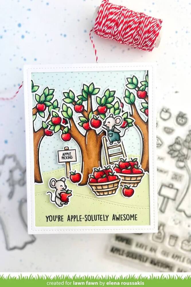 Lawn Fawn - Clear Stamps - Apple-Solutely Awesome LF2930
