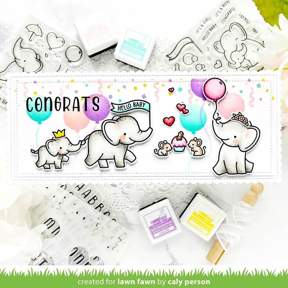 Lawn Fawn - Clear Stamps - Elephant Parade Add-On LF3067