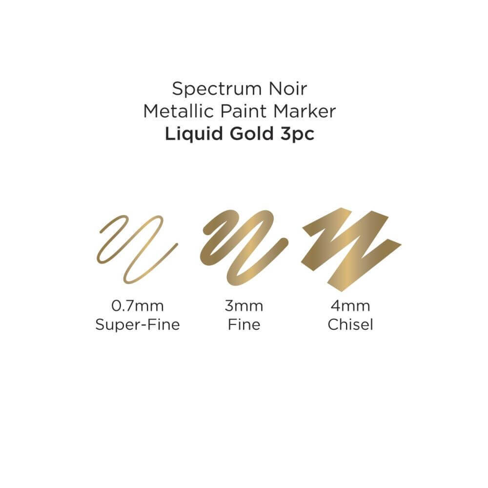 Spectrum Noir Metallic Paint Marker 3/PKg - Liquid Gold