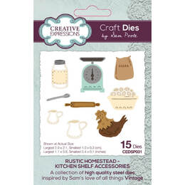 Creative Expressions Craft Dies - Rustic Homestead Kitchen Shelf Accessories (by Sam Poole)