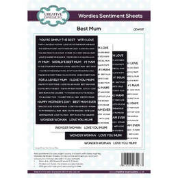 Creative Expressions Wordies Sentiment Sheets - Best Mum (Pk 4, 6 in x 8 in)