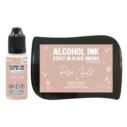 Couture Creations STAYZ IN PLACE Alcohol Ink Pad with 12ml Reinker - Rose Gold Pearlescent