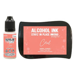 Couture Creations STAYZ IN PLACE Alcohol Ink Pad w/ 12ml Reinker - Coral Pearlescent