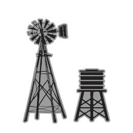 Couture Creations WINDMILL and WATER TANK Stamp - Australia The Lucky Country