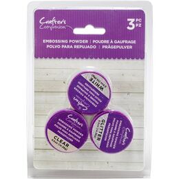 Crafter's Companion Embossing Powder 3/Pkg - Clear, White & Black