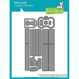 Lawn Fawn - Lawn Cuts Dies - Scalloped Treat Box Dog House Add-On LF1704