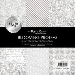 Paper Rose 6x6 Paper Collection - Blooming Proteas Silver Foil 30792