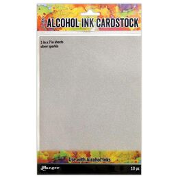 Tim Holtz Alcohol Ink Cardstock - Silver Sparkle 5x7 (10 Sheets) TAC65500
